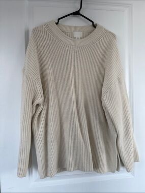 H&M Cream Chunky Rib Crewneck Sweater